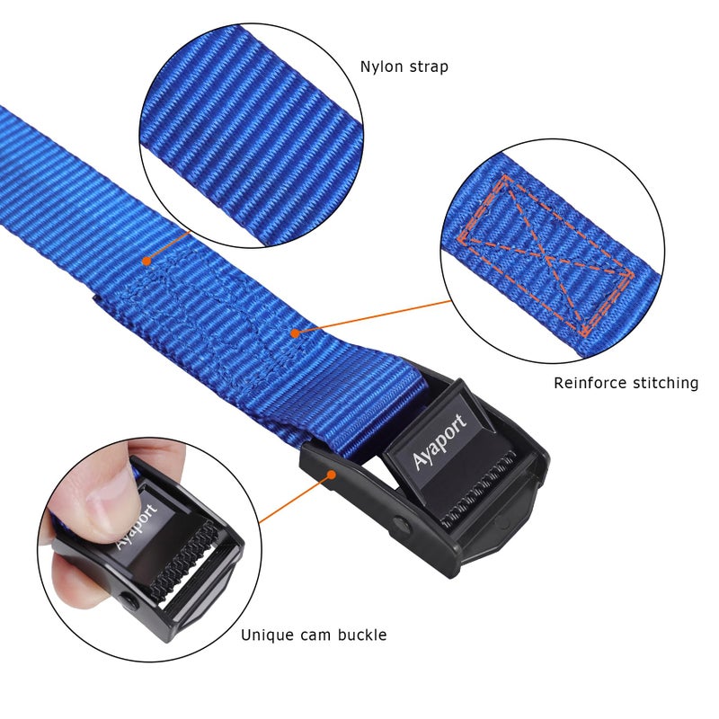Ayaport Lashing Straps with Buckles Adjustable Cam Buckle Tie Down Cinch Strap for Packing Blue - Image 2